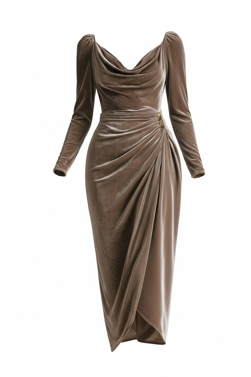 Midi klänning i sammet Sylvana