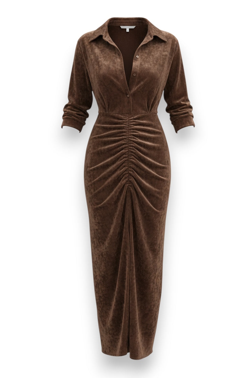 Thalisse | Midi Klänning i Plisserad Samt